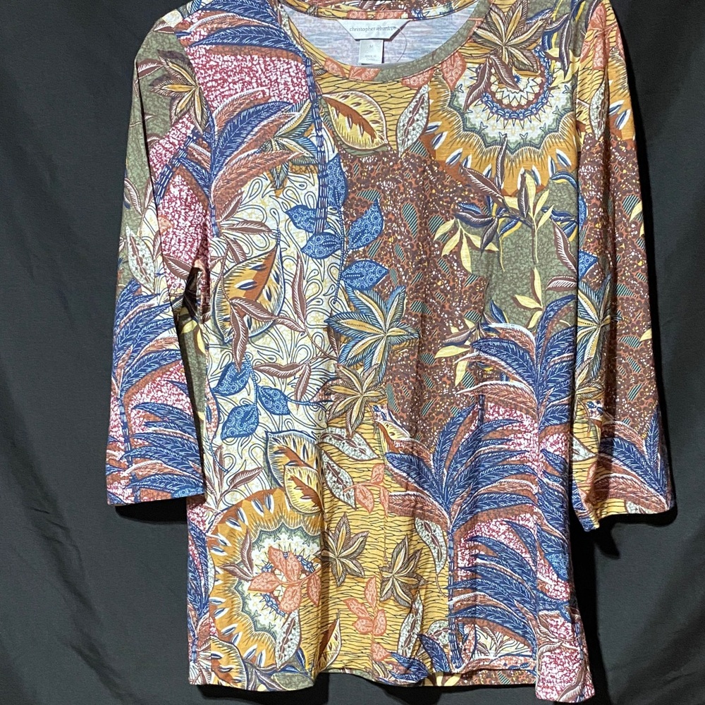 3/$12. Christopher & Banks multicolored Tropical Print Blouse
